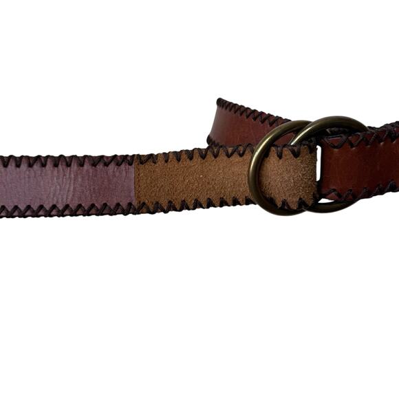J. CREW Brown Leather Double O Brass Ring Adjustable Belt Size S/M main image 8